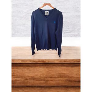 Express Men V neck Pullover Navy Blue Sweater Size Xl